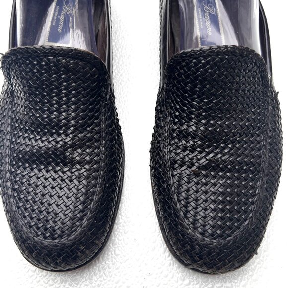 Braganos Men 9 Old Money Loafers Black English Calf Leather Slip On Finely Woven - Picture 9 of 15
